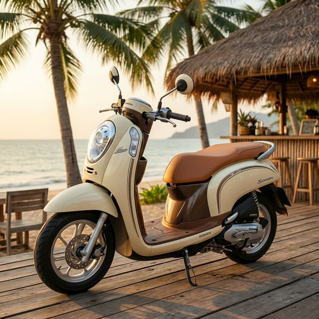 Honda Scoopy 110cc retro scooter available for daily rental on Koh Phangan